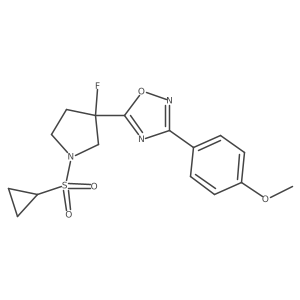 5-[1-(Cyclopropanesulfonyl)-3-fluoropyrrolidin-3-yl]-3-(4-methoxyphenyl)-1,2,4-oxadiazole结构式