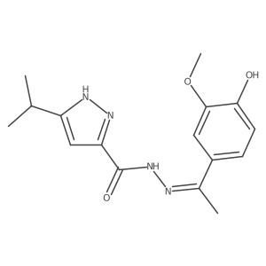 N'-(1-(4-Hydroxy-3-methoxyphenyl)ethylidene)-5-isopropyl-1H-pyrazole-3-carbohydrazide Structure
