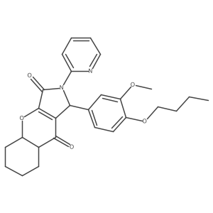 1-(4-butoxy-3-methoxyphenyl)-2-pyridin-2-yl-4a,5,6,7,8,8a-hexahydro-1H-chromeno[2,3-c]pyrrole-3,9-dione结构式