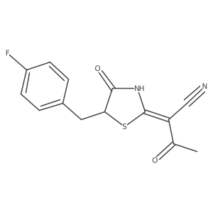 (Z)-2-(5-(4-fluorobenzyl)-4-oxothiazolidin-2-ylidene)-3-oxobutanenitrile结构式