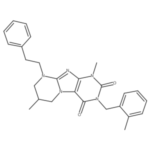 1,7-dimethyl-3-(2-methylbenzyl)-9-phenethyl-6,7,8,9-tetrahydropyrimido[2,1-f]purine-2,4(1H,3H)-dione结构式