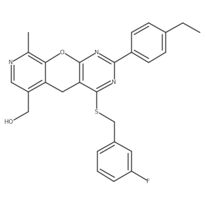 [5-(4-Ethylphenyl)-7-{[(3-fluorophenyl)methyl]sulfanyl}-14-methyl-2-oxa-4,6,13-triazatricyclo[8.4.0.0^{3,8}]tetradeca-1(10),3(8),4,6,11,13-hexaen-11-yl]methanol结构式