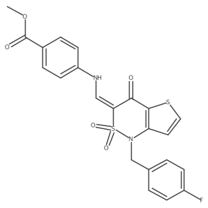 (Z)-methyl 4-(((1-(4-fluorobenzyl)-2,2-dioxido-4-oxo-1H-thieno[3,2-c][1,2]thiazin-3(4H)-ylidene)methyl)amino)benzoate Structure
