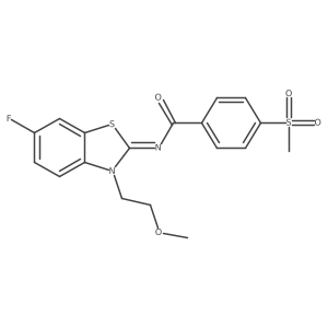 (Z)-N-(6-fluoro-3-(2-methoxyethyl)benzo[d]thiazol-2(3H)-ylidene)-4-(methylsulfonyl)benzamide结构式