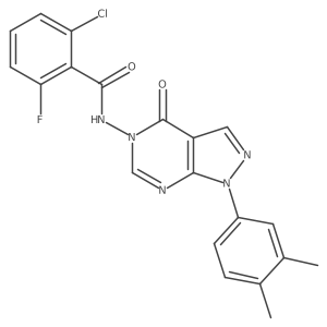 2-chloro-N-(1-(3,4-dimethylphenyl)-4-oxo-1H-pyrazolo[3,4-d]pyrimidin-5(4H)-yl)-6-fluorobenzamide结构式