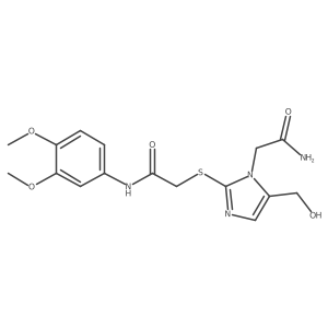 2-((1-(2-amino-2-oxoethyl)-5-(hydroxymethyl)-1H-imidazol-2-yl)thio)-N-(3,4-dimethoxyphenyl)acetamide Structure