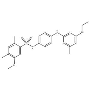 N-(4-((4-(ethylamino)-6-methylpyrimidin-2-yl)amino)phenyl)-5-methoxy-2,4-dimethylbenzenesulfonamide结构式