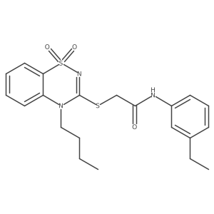 2-((4-butyl-1,1-dioxido-4H-benzo[e][1,2,4]thiadiazin-3-yl)thio)-N-(3-ethylphenyl)acetamide结构式