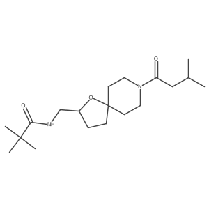 N-((8-(3-methylbutanoyl)-1-oxa-8-azaspiro[4.5]decan-2-yl)methyl)pivalamide Structure