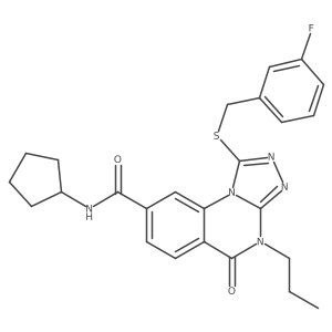 N-cyclopentyl-1-((3-fluorobenzyl)thio)-5-oxo-4-propyl-4,5-dihydro-[1,2,4]triazolo[4,3-a]quinazoline-8-carboxamide Structure