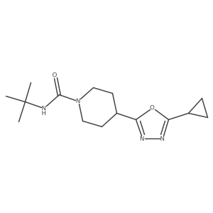 N-(tert-butyl)-4-(5-cyclopropyl-1,3,4-oxadiazol-2-yl)piperidine-1-carboxamide结构式