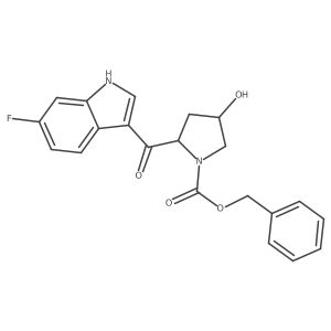 benzyl (2S,4R)-2-(6-fluoro-1H-indole-3-carbonyl)-4-hydroxypyrrolidine-1-carboxylate结构式