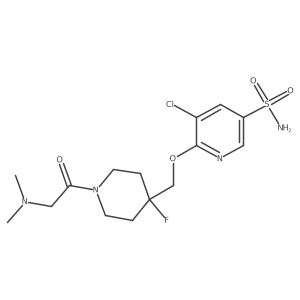 5-Chloro-6-((1-(2-(dimethylamino)acetyl)-4-fluoropiperidin-4-yl)methoxy)pyridine-3-sulfonamide Structure