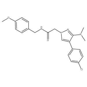 2-(4-(4-chlorophenyl)-3-(dimethylamino)-1H-pyrazol-1-yl)-N-(4-methoxybenzyl)acetamide结构式