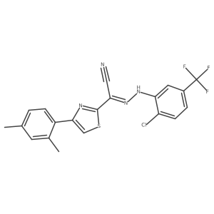 (2E)-{2-[2-chloro-5-(trifluoromethyl)phenyl]hydrazinylidene}[4-(2,4-dimethylphenyl)-1,3-thiazol-2-yl]ethanenitrile Structure