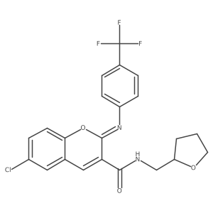 (2Z)-6-chloro-N-[(oxolan-2-yl)methyl]-2-{[4-(trifluoromethyl)phenyl]imino}-2H-chromene-3-carboxamide结构式