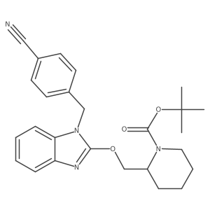 tert-Butyl 2-(((1-(4-cyanobenzyl)-1H-benzo[d]imidazol-2-yl)oxy)methyl)piperidine-1-carboxylate Structure