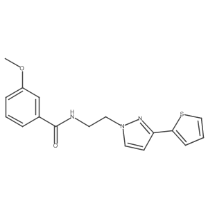 3-methoxy-N-(2-(3-(thiophen-2-yl)-1H-pyrazol-1-yl)ethyl)benzamide Structure