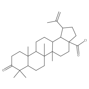 (1R,3AS,5aR,5bR,7aR,11aR,11bR,13aR,13bR)-5a,5b,8,8,11a-pentamethyl-9-oxo-1-(prop-1-en-2-yl)icosahydro-3aH-cyclopenta[a]chrysene-3a-carbonyl chloride结构式