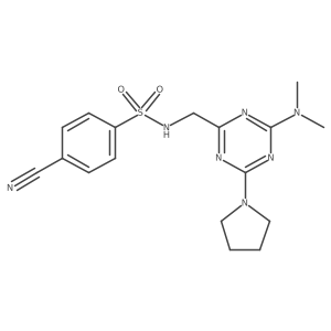 4-cyano-N-((4-(dimethylamino)-6-(pyrrolidin-1-yl)-1,3,5-triazin-2-yl)methyl)benzenesulfonamide Structure