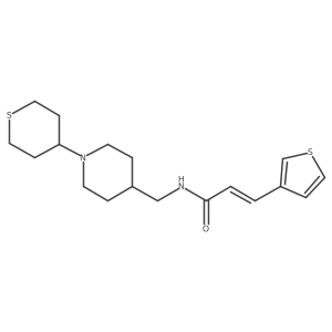 (E)-N-((1-(tetrahydro-2H-thiopyran-4-yl)piperidin-4-yl)methyl)-3-(thiophen-3-yl)acrylamide结构式