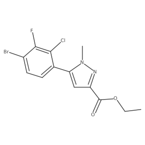 1H-Pyrazole-3-carboxylic acid, 5-(4-bromo-2-chloro-3-fluorophenyl)-1-methyl-, ethyl ester结构式
