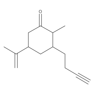 (3R,5R)-3-(but-3-yn-1-yl)-2-methyl-5-(prop-1-en-2-yl)cyclohexan-1-one结构式