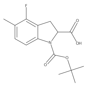 1-[(tert-butoxy)carbonyl]-4-fluoro-5-methyl-2,3-dihydro-1H-indole-2-carboxylic acid结构式