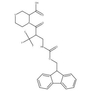 4-{2-[({[(9H-fluoren-9-yl)methoxy]carbonyl}amino)methyl]-3,3,3-trifluoropropanoyl}thiomorpholine-3-carboxylic acid结构式