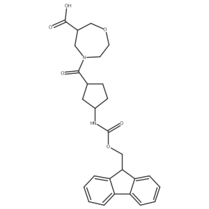 4-[3-({[(9H-fluoren-9-yl)methoxy]carbonyl}amino)cyclopentanecarbonyl]-1,4-oxazepane-6-carboxylic acid结构式