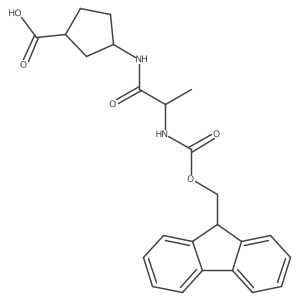 rac-(1R,3S)-3-[2-({[(9H-fluoren-9-yl)methoxy]carbonyl}amino)propanamido]cyclopentane-1-carboxylic acid结构式