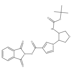 rac-1,3-dioxo-2,3-dihydro-1H-isoindol-2-yl 1-[(3R,4S)-4-{[(tert-butoxy)carbonyl]amino}oxolan-3-yl]-1H-pyrazole-4-carboxylate结构式