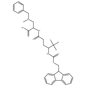 3-[benzyl(methyl)amino]-2-[(4S)-4-({[(9H-fluoren-9-yl)methoxy]carbonyl}amino)-5,5,5-trifluoropentanamido]propanoic acid结构式