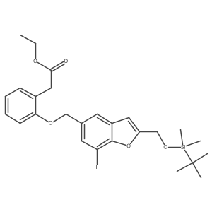 2-[[2-[[[(1,1-Dimethylethyl)dimethylsilyl]oxy]methyl]-7-iodo-5-benzofuranyl]methoxy]benzeneacetic acid ethyl ester Structure