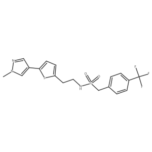N-{2-[5-(1-methyl-1H-pyrazol-4-yl)thiophen-2-yl]ethyl}-1-[4-(trifluoromethyl)phenyl]methanesulfonamide结构式