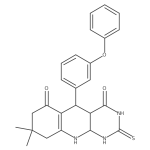 8,8-dimethyl-5-(3-phenoxyphenyl)-2-sulfanylidene-4a,5,7,9,10,10a-hexahydro-1H-pyrimido[4,5-b]quinoline-4,6-dione Structure