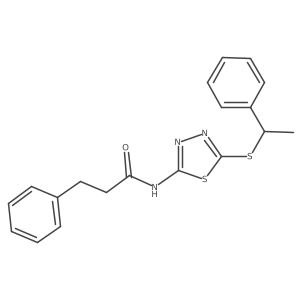 3-phenyl-N-(5-((1-phenylethyl)thio)-1,3,4-thiadiazol-2-yl)propanamide Structure