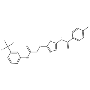 4-methyl-N-[5-[2-oxo-2-[3-(trifluoromethyl)anilino]ethyl]sulfanyl-1,3,4-thiadiazol-2-yl]benzamide Structure