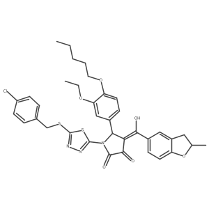 1-{5-[(4-chlorobenzyl)sulfanyl]-1,3,4-thiadiazol-2-yl}-5-[3-ethoxy-4-(pentyloxy)phenyl]-3-hydroxy-4-[(2-methyl-2,3-dihydro-1-benzofuran-5-yl)carbonyl]-1,5-dihydro-2H-pyrrol-2-one Structure