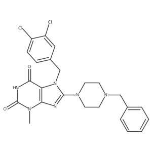 7-[(3,4-Dichlorophenyl)methyl]-3-methyl-8-[4-benzylpiperazinyl]-1,3,7-trihydro purine-2,6-dione Structure