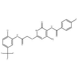 N-(4-amino-2-((2-((2-chloro-5-(trifluoromethyl)phenyl)amino)-2-oxoethyl)thio)-6-oxo-1,6-dihydropyrimidin-5-yl)-4-fluorobenzamide Structure
