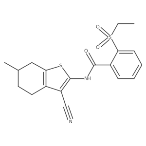 N-(3-cyano-6-methyl-4,5,6,7-tetrahydro-1-benzothiophen-2-yl)-2-(ethanesulfonyl)benzamide结构式
