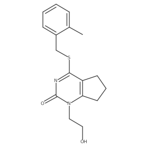 1-(2-hydroxyethyl)-4-((2-methylbenzyl)thio)-6,7-dihydro-1H-cyclopenta[d]pyrimidin-2(5H)-one结构式