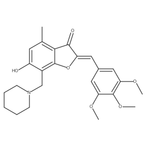 (Z)-6-hydroxy-4-methyl-7-(piperidin-1-ylmethyl)-2-(3,4,5-trimethoxybenzylidene)benzofuran-3(2H)-one结构式