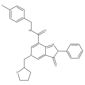 N-(4-fluorobenzyl)-3-oxo-2-phenyl-5-((tetrahydrofuran-2-yl)methyl)-3,5-dihydro-2H-pyrazolo[4,3-c]pyridine-7-carboxamide结构式