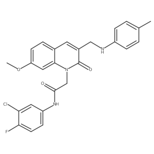 N-(3-chloro-4-fluorophenyl)-2-(7-methoxy-2-oxo-3-((p-tolylamino)methyl)quinolin-1(2H)-yl)acetamide结构式