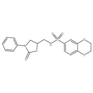 N-((2-oxo-3-phenyloxazolidin-5-yl)methyl)-2,3-dihydrobenzo[b][1,4]dioxine-6-sulfonamide结构式
