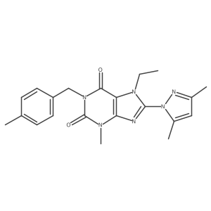 8-(3,5-dimethyl-1H-pyrazol-1-yl)-7-ethyl-3-methyl-1-(4-methylbenzyl)-1H-purine-2,6(3H,7H)-dione Structure