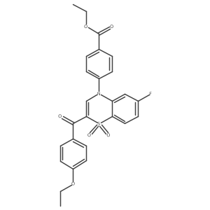 ethyl 4-[2-(4-ethoxybenzoyl)-6-fluoro-1,1-dioxido-4H-1,4-benzothiazin-4-yl]benzoate结构式