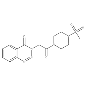 CS(=O)(=O)N1CCN(C(=O)Cn2nnc3ccccc3c2=O)CC1结构式